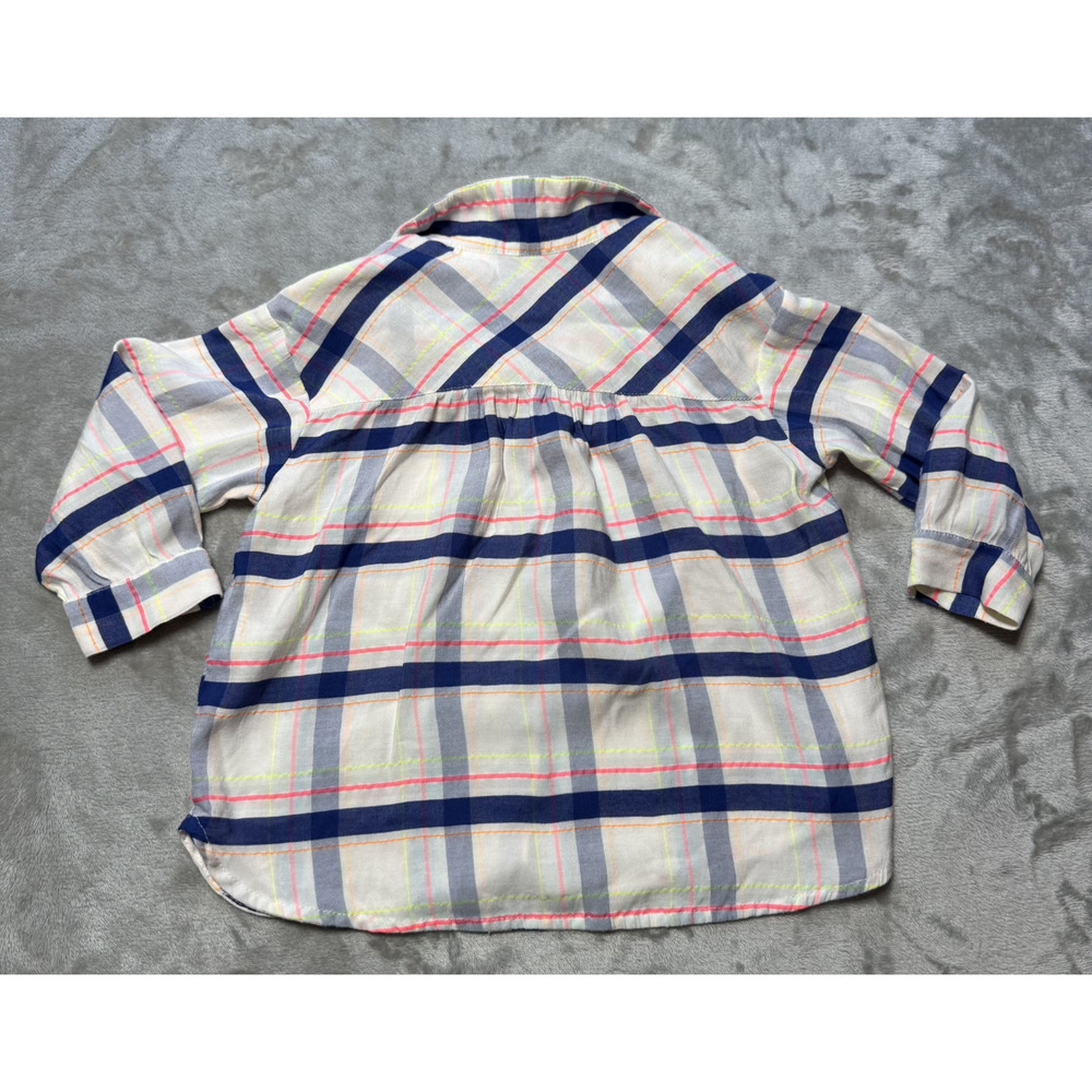 ZARA Kids 2-3 Years Plaid Button Up Shirt 98cm Neon Stripe Unisex Boys Girls - Picture 6 of 6